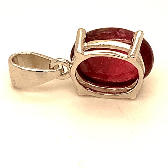 Rubellite 6.60ct Platinum Finish Silver Pendant - Picture 6 of 7